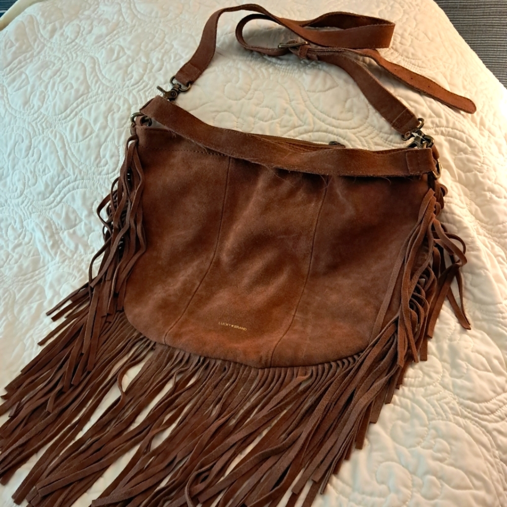 Lucky brand fringe suede shoulder bag